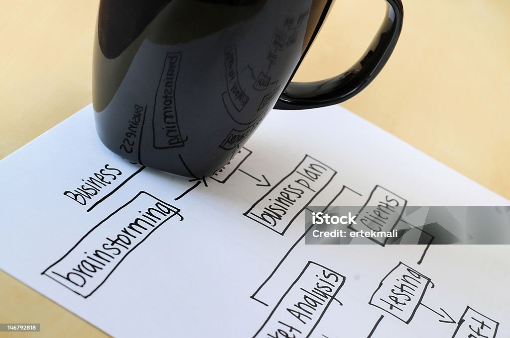 Strategia di affari e caffè grafici - Foto stock royalty-free di Affari