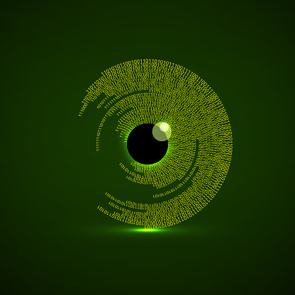Digital eye, Binary code, Technology, Secure, Eye, Network Security, Futuristic, Glow, Neon