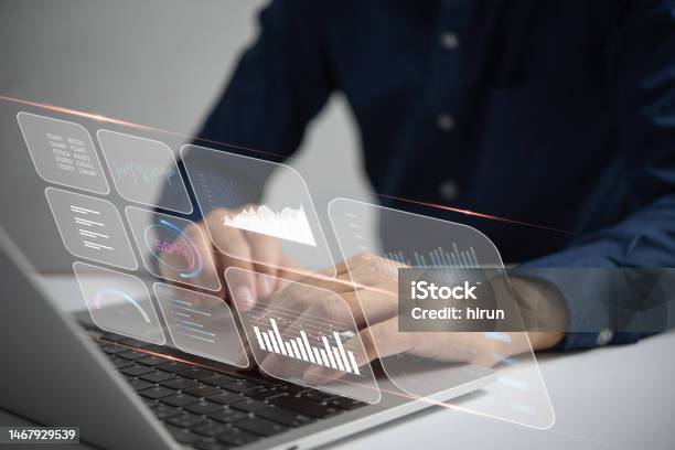 Business Intelligence Key Performance Indicators Kpi And Business Intelligence Or Bi Is A Strategy Financial And Investment Marketing Diagram Statistic Big Data Stock Photo - Download Image Now
