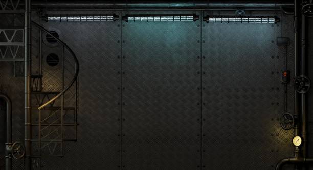 istock Wall ship made of metal dark panels 1467931366