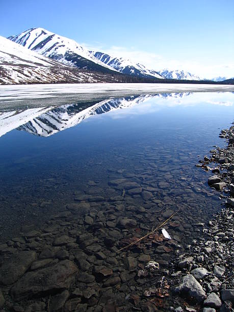 Alaskan Mountains Reflection stock photo