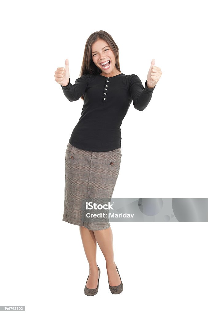 幸せなビジネスウーマン絶縁ギブ親指を立てる - 女性のロイヤリティフリーストックフォト
