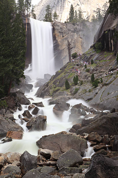 Smooth flow of Vernal Falls in Yosemite National Park stock photo