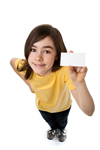 istock Girl holding blank card 146793525