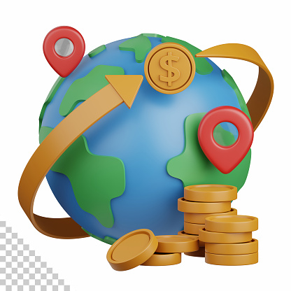 3d rendering global currency isolated useful for banking, currency, finance and global business