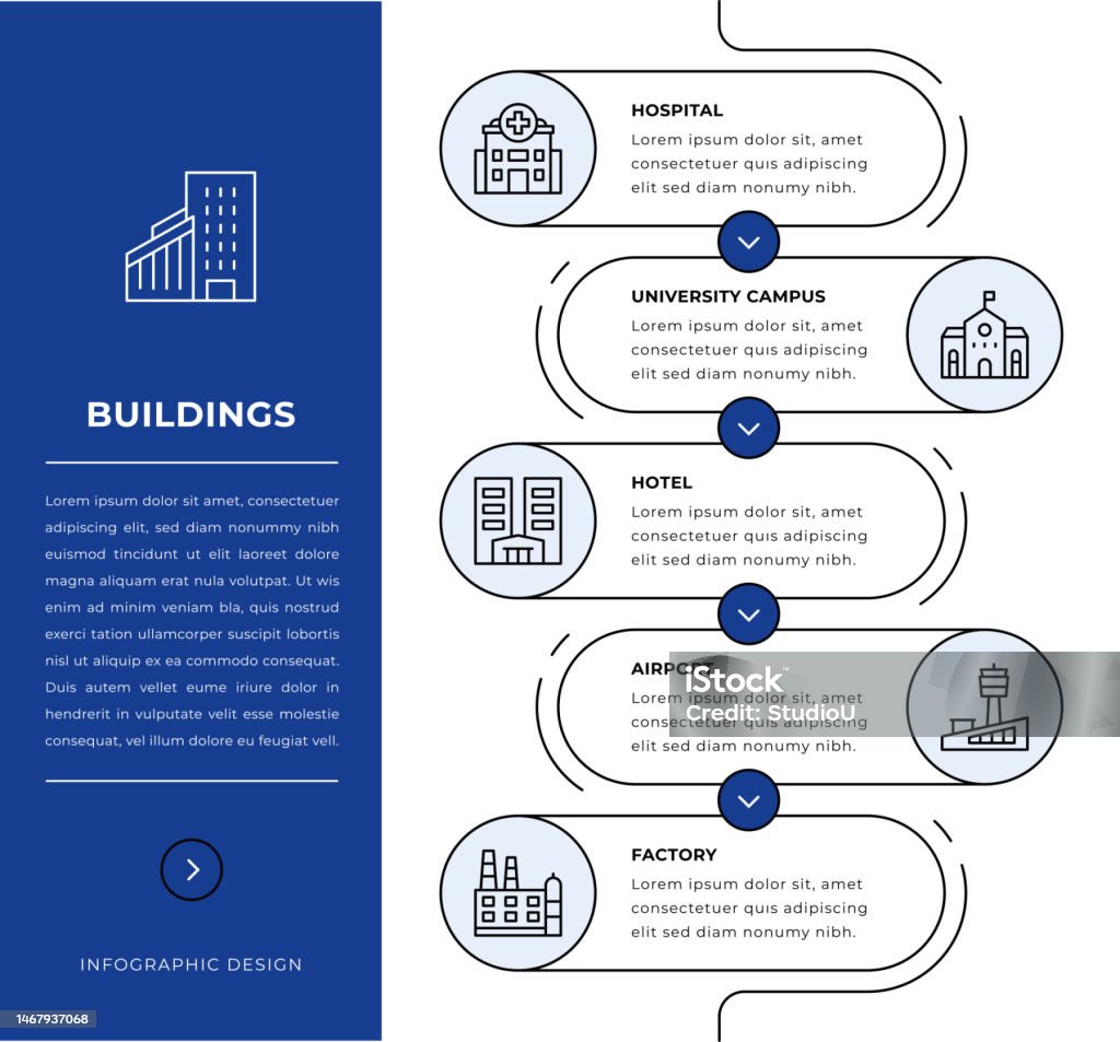 Infographic Using A Building Buildings Infographic Design Stock Illustration - Download Image Now ...