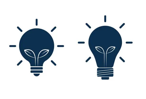 Vector illustration of Electric light and sapling icon.