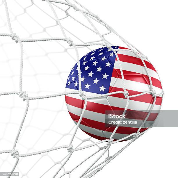 Soccerball Im Netto Stockfoto und mehr Bilder von Amerikanische Flagge - Amerikanische Flagge, Digital generiert, Dreidimensional