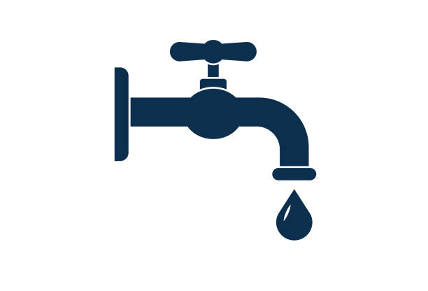 dotknij ikony. - leaking faucet water scarcity stock illustrations