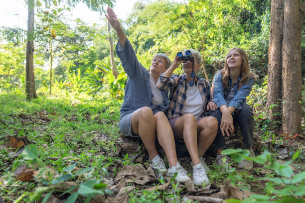 istock Caucasian family sitting and resting during a hike. 1467942278