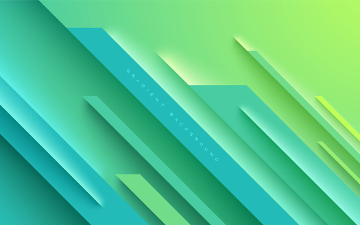 Abstract geometric diagonal background green gradient with light and shadow decoration