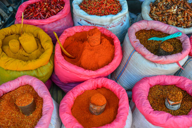 istock Colored spices at local market 1467950423