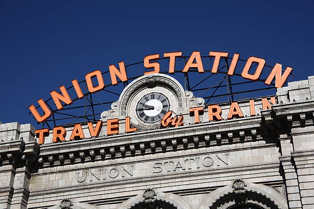 Denver - Union Station A popular Denver landmark and tourist attraction on a bright sunny morning denver photos stock pictures, royalty-free photos & images