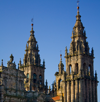 Santiago de Compostela cathedral seen from Azabachería town square.