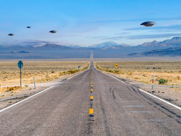 UFO Flying Saucers over the Extraterrestrial Highway in Rachel Nevada near Area 51.