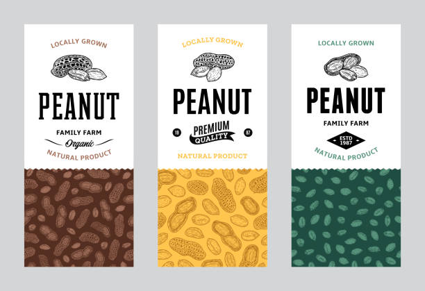Peanut labels in modern style vector art illustration