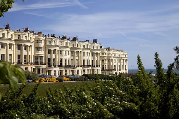 Regency Buildings in Brighton, East Sussex.  Regency Square On The Brighton Seafront