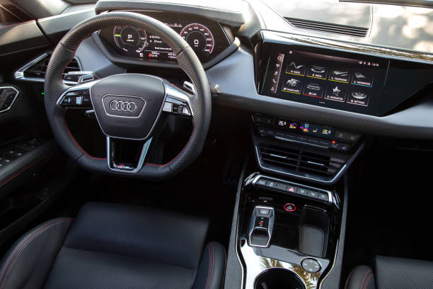 Audi e-tron GT Istanbul, Turkey - February 16 2023 : Audi e-tron GT is a battery electric executive car produced by Audi. car interior stock pictures, royalty-free photos & images