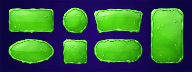 Vector illustration of Set of sticky slime frames isolated on background
