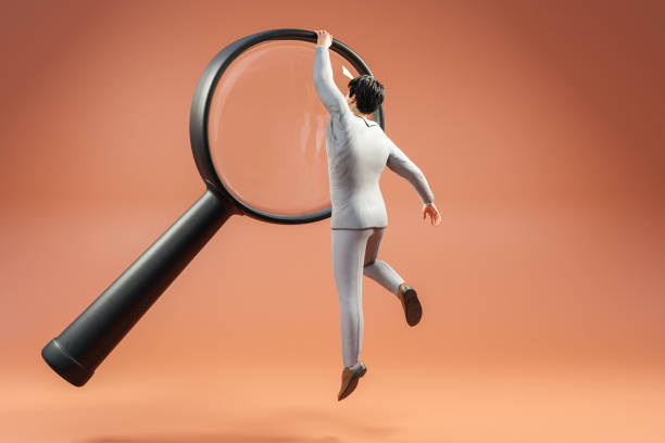 istock businessman hanging on large floating magnifying glass concept for websearch seo search engine optimization; orange background; artificial intelligence; 3D Illustration 1467968150