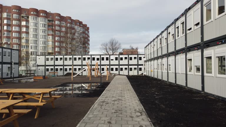 Polish modular houses for refugees in Ukraine.