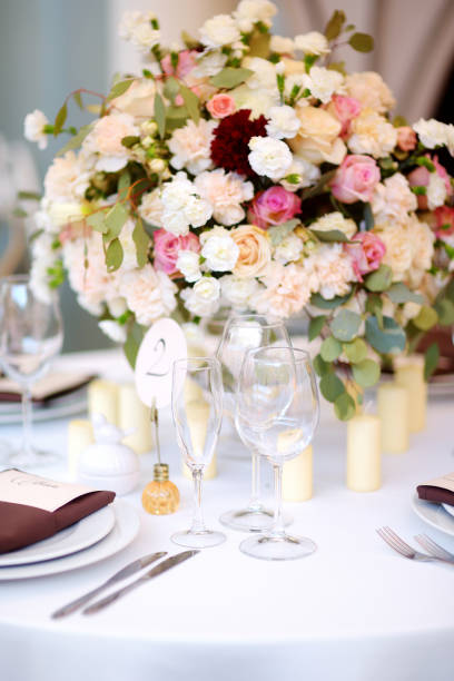istock Beautiful table set for some festive event or wedding reception 1467971970
