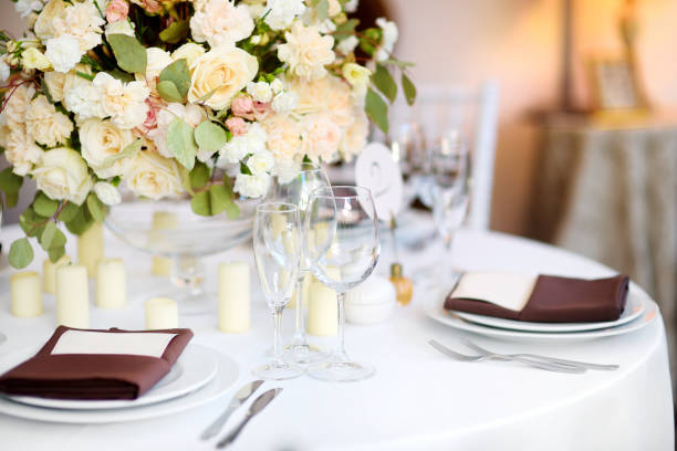 istock Beautiful table set for some festive event or wedding reception 1467972029