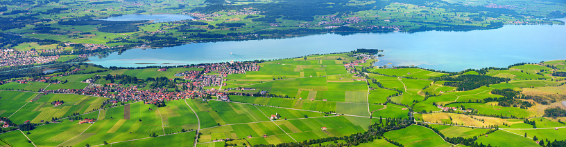 Picturesque views from the Tegelberg mountain, a part of Ammergau Alps, located nead Fussen town, Bavaria, Germany.