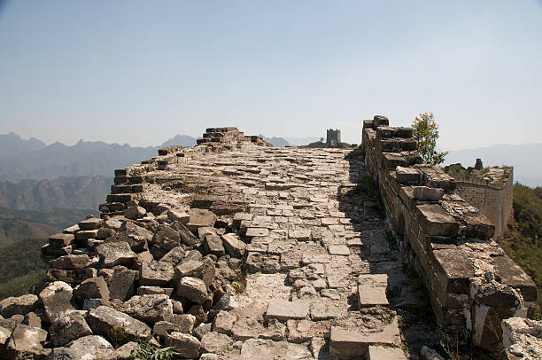 The Great Wall in China, unrestored stock photo