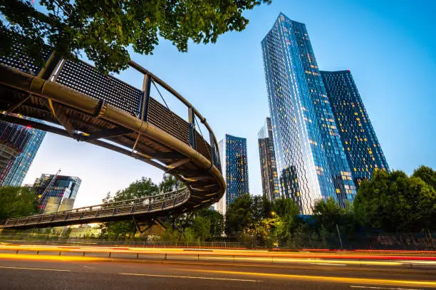 Mancunian Footbridge over the Mancunian Way near Hulme, Manchester.