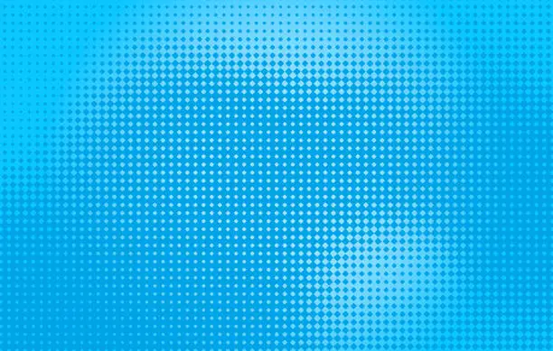 Vector illustration of Blue Dot half tone pattern background with motion blur