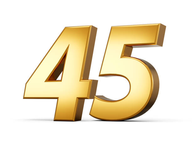 istock Golden metallic Number 45 forty five, White background 3d illustration 1467980845