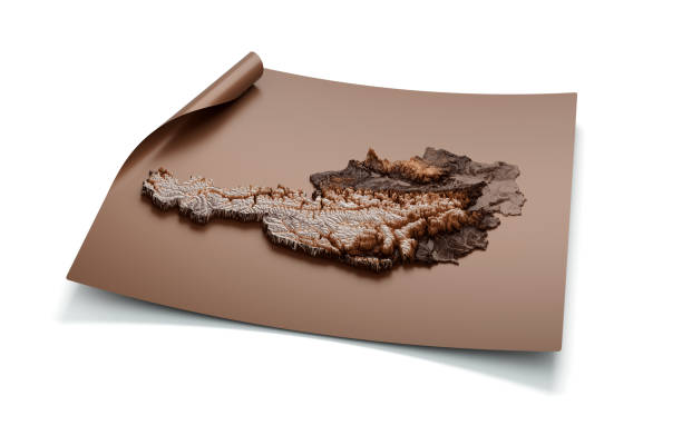 istock Map Of Austria Old Style Brown On Unrolled Map Paper Sheet, 3D illustration 1467980865