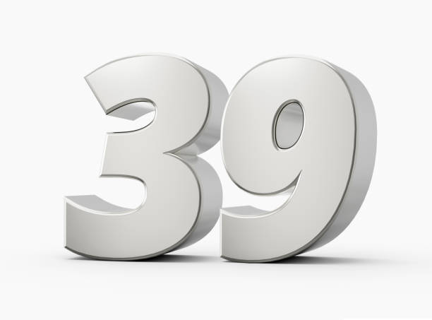 istock Silver 3d numbers 39 Thirty nine. Isolated white background 3d illustration 1467980939