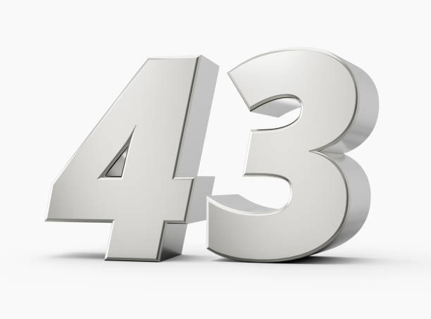 istock Silver 3d numbers 43 Forty three. Isolated white background 3d illustration 1467980941