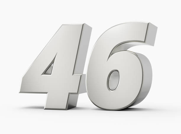istock Silver 3d numbers 46 forty six. Isolated white background 3d illustration 1467980955