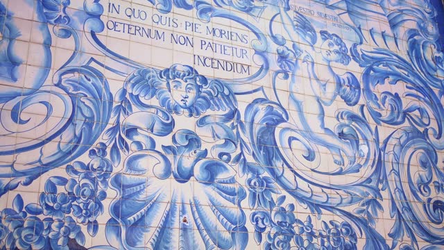 Church of Saint Ildefonso in Porto. Azulejo ceramic tile decor.