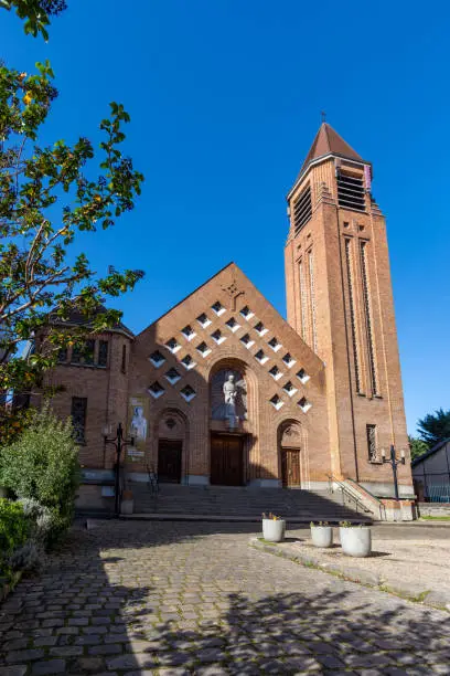 Exterior view of the Saint-Joseph Catholic Church located in Clamart, France, in the French department of Hauts-de-Seine in the Ile-de-France region