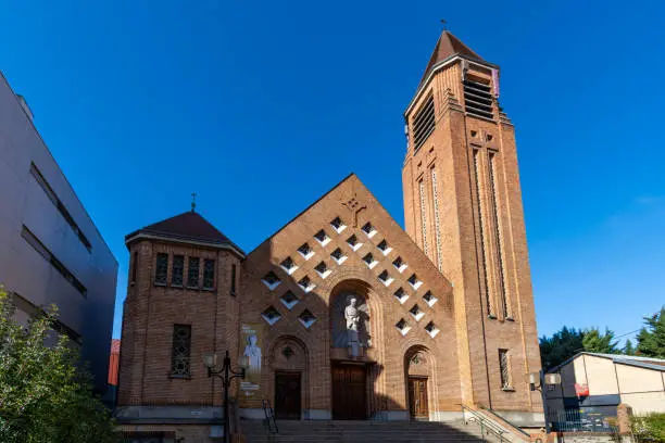 Exterior view of the Saint-Joseph Catholic Church located in Clamart, France, in the French department of Hauts-de-Seine in the Ile-de-France region