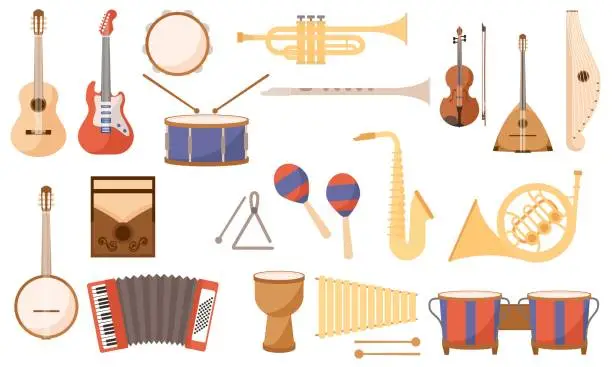 Vector illustration of Set of musical instruments