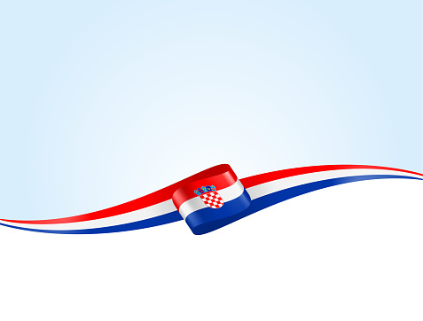 Croatia Flag Ribbon. Croatian Flag Long Banner on Background. Template. Space for Copy. Vector Stock Illustration