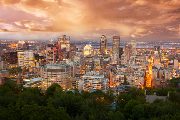 city skyline w nocy, montreal, kanada - 12018 zdjęcia i obrazy z banku zdjęć