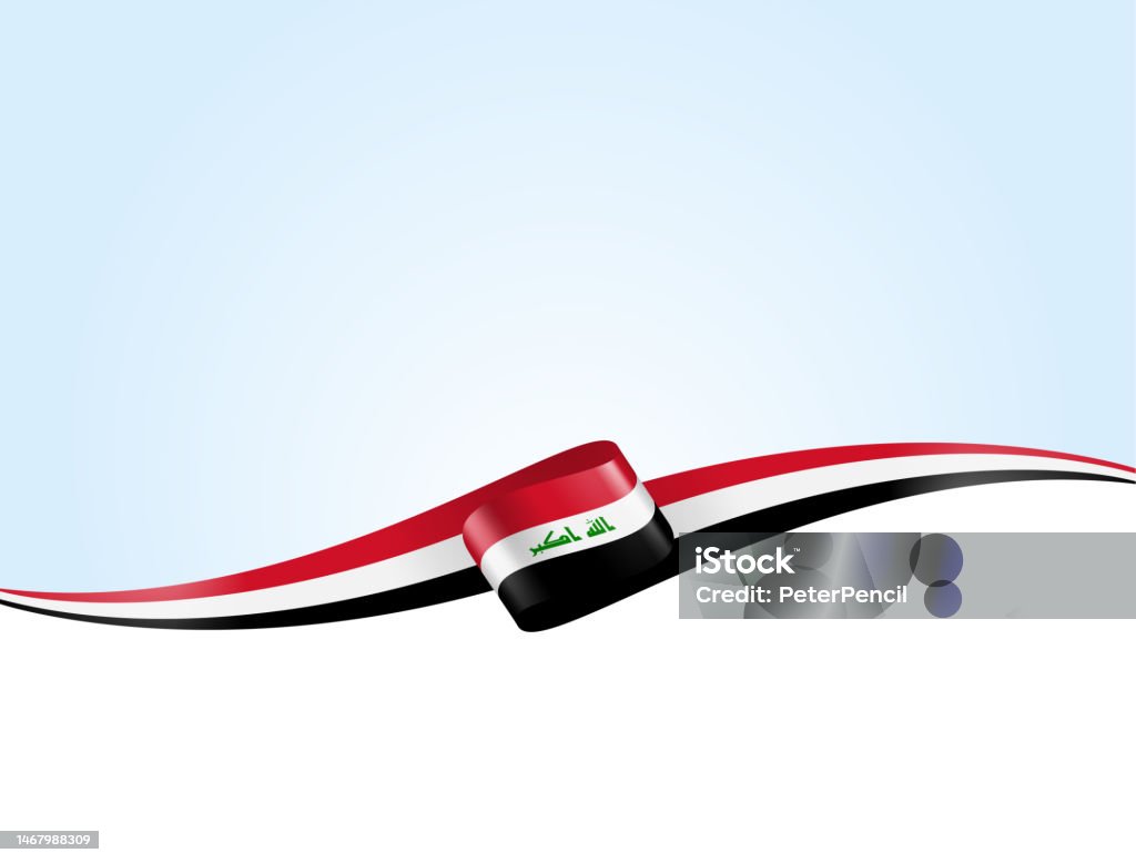 Iraq Flag Ribbon. Iraqi Flag Long Banner on Background. Template. Space for Copy. Vector Stock Illustration Iraqi Flag stock vector