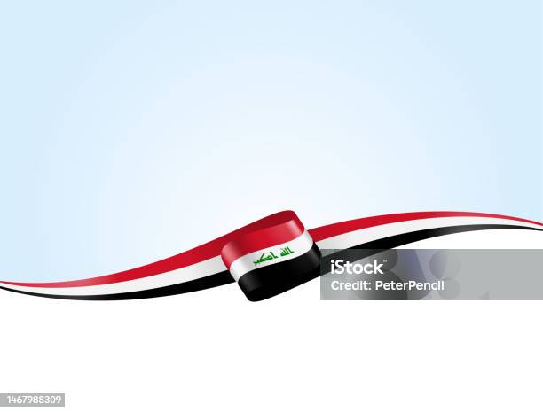 Iraq Flag Ribbon Iraqi Flag Long Banner On Background Template Space For Copy Vector Stock Illustration Stock Illustration - Download Image Now