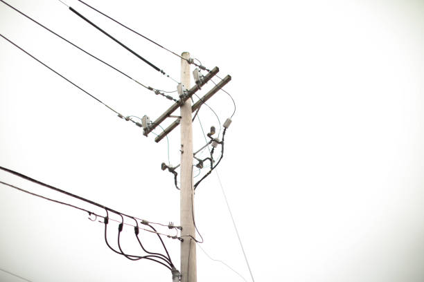 istock Electrical cables and power station lines for electricity in the blue sky 1467990152