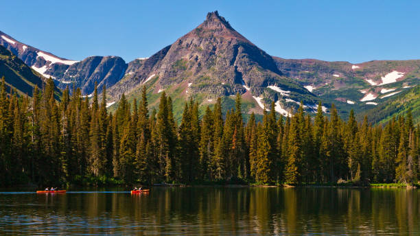 Kayaking on a Lake in Montana stock photo