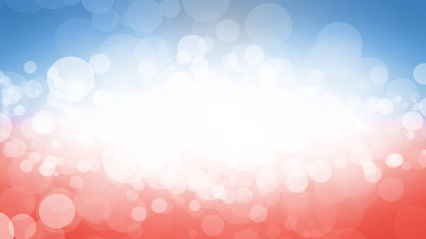 abstract blurred patriotic red, white and blue bokeh background texture with copy space for memorial day, veterans day, labor day, 4th of july, presidents day sale and election voting - patriotism imagens e fotografias de stock