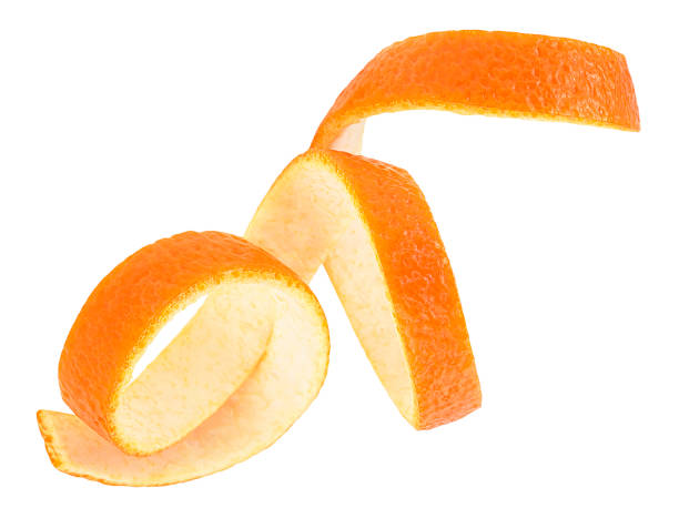 istock Fresh aromatic orange zest isolated on a white background. Orange twist. 1467997891