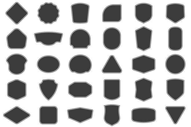 set of vitage label and badges shape collections. vector illustration. black template for patch, insignias, overlay, elements for branding, packaging, prints . - shape stock illustrations