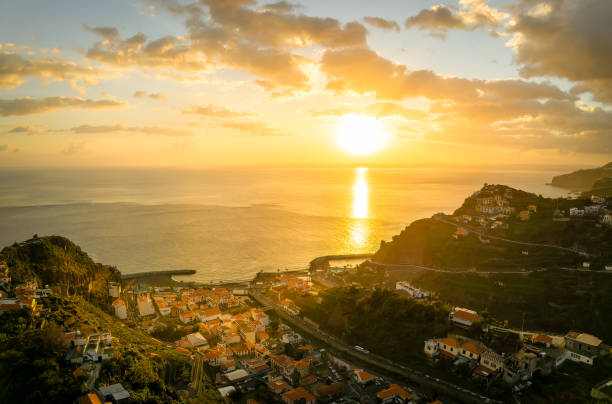 istock Landscape with Ribeira Brava town at sunset, Madeira 1468001764